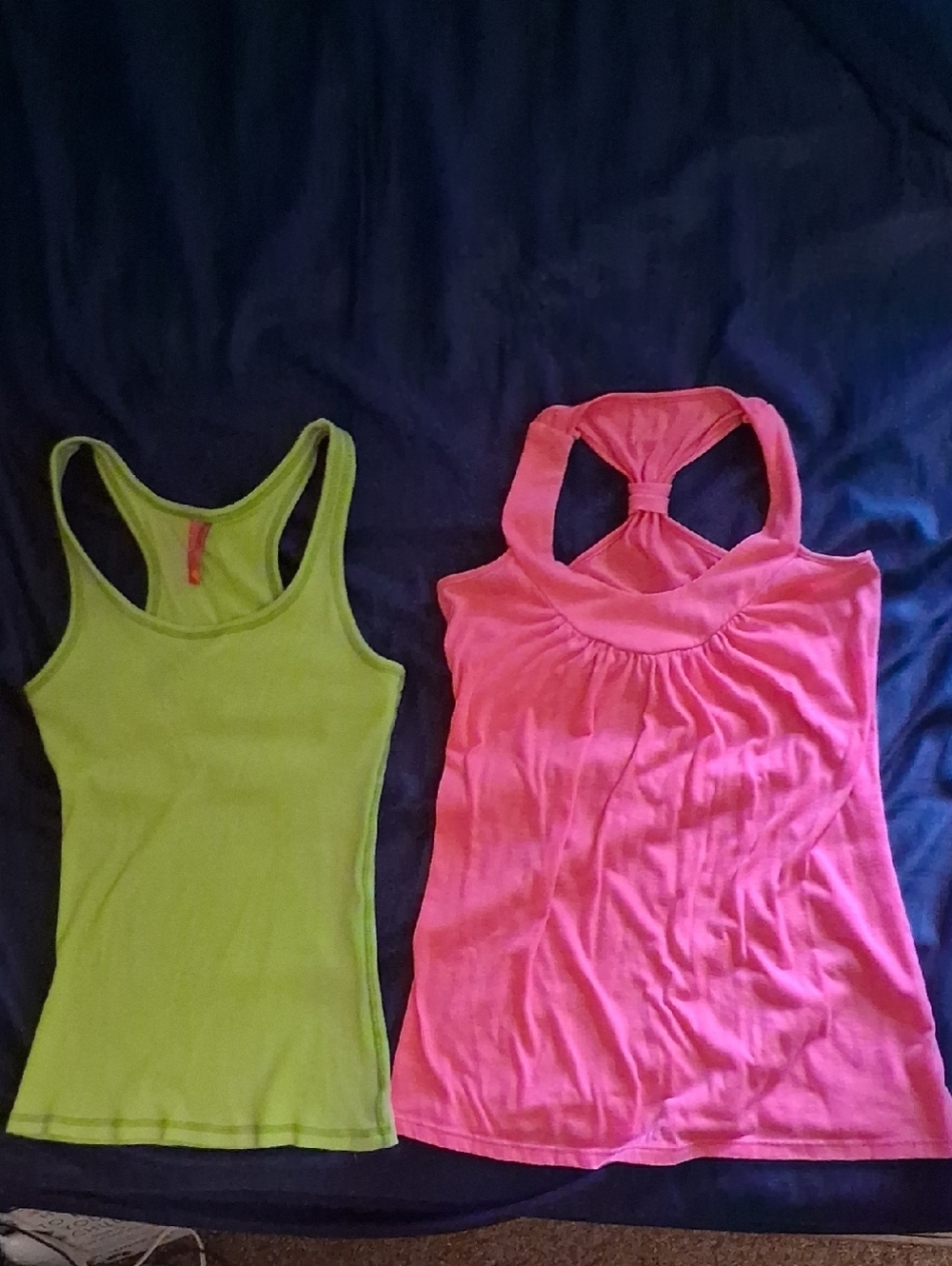 Neon Green Razor Back & Neon Pink Twist-Back Tanks